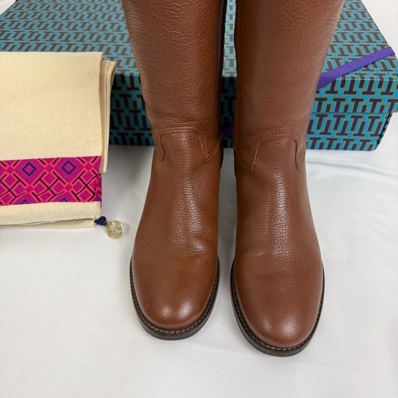 TORY BURCH Boots Brown Leather Tall Jolie Riding Boots 6.5 - Picture 3 of 14
